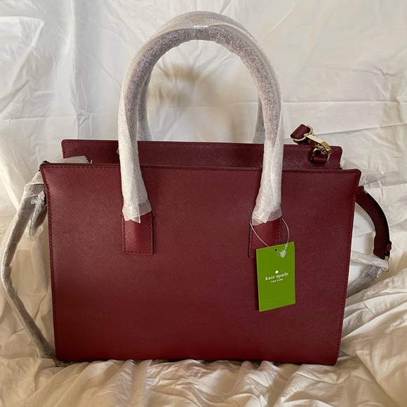 NWT Kate Spade - Candace Satchel in Train Car Red leather. - Picture 2 of 5